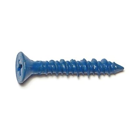 Red Head Tapcon Concrete Screw, 3/16" Dia., Flat, 1 1/4 in L, Steel Blue Ruspert, 100 PK 08124